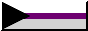 The demisexual flag; a flag horizontally split into two colors that is separated by a colored stripe and has a large black triangle on the left that points right. The top half of the flag is white and the bottom half is light gray. The stripe that separates the white and light gray halves is purple.